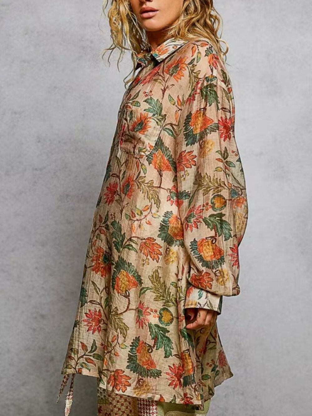 POL FLORAL LONG SHIRT - Picture 4 of 5